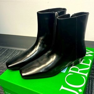 Brand new JCrew Spazzolato leather square toe ankle boot
